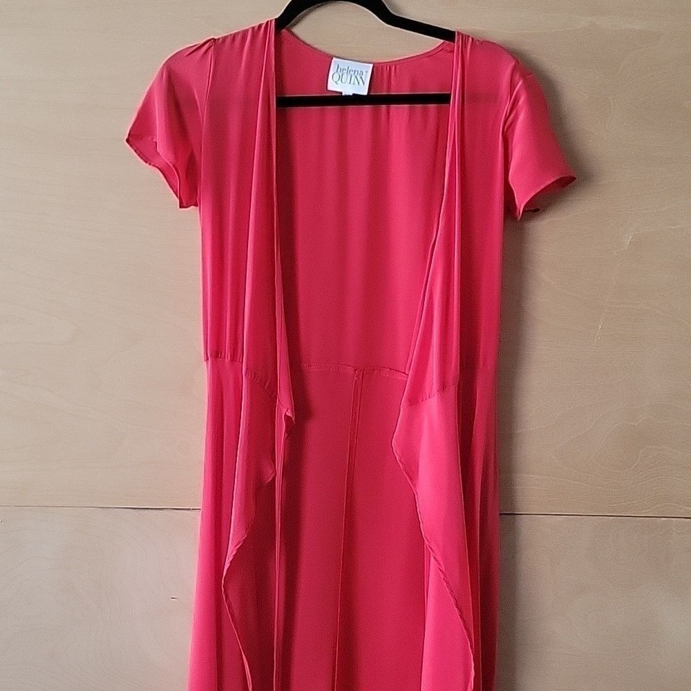 NEW XS Helena Quinn Silk Kate Red Wrap Dress Maxi Long Coquette Flowy Party Gown - Picture 5 of 16